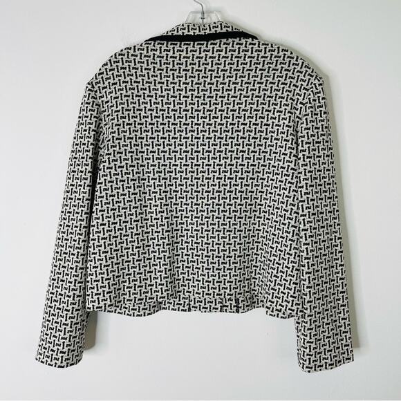 Vintage black white mod cropped stretchy office preppy jacket blazer large - Picture 6 of 6